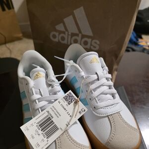 Adidas Kids' White and Blue Sneakers